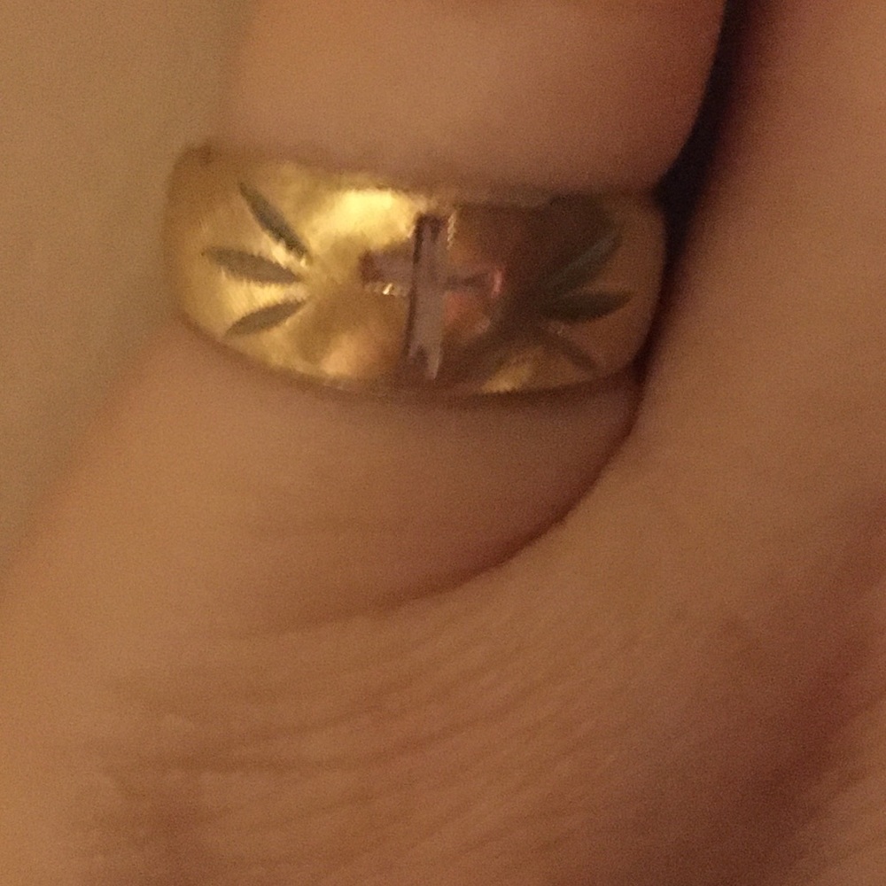 Gold Band Cross Ring